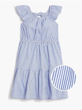 J. Crew Factory Crewcuts  Blue and White Striped Bow Back Sundress 8